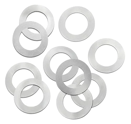 Steel Round Shim, Matte Finish, Full Hard Temper, 0.010′ Thickness, 5/8′ ID, 1′ OD (Pack of 10)