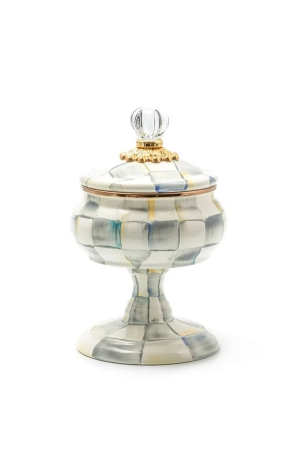 Sterling Check Enamel Curiosity Pot