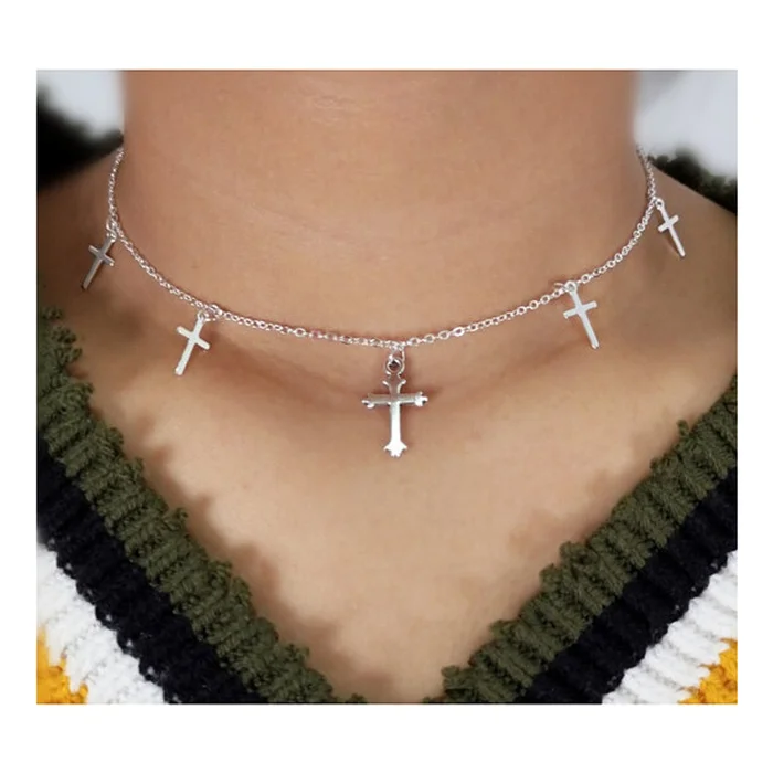 Sterling Silver Cross Lariat Necklace
