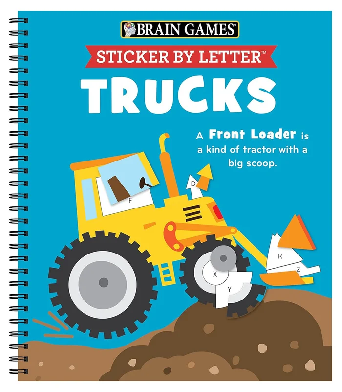 Sticker by Letter – Trucks (Brain Games) 52 pages