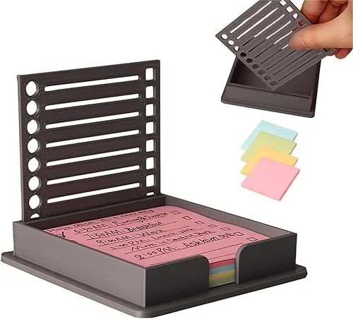 Sticky Note Holder with Stencil, Sticky Note Dispenser Line Stencil and Holder,Sticky Note Stencil, Reusable Memo Pad Organizer Note Template for 3×3 Self-Sticky Note Pads (1)