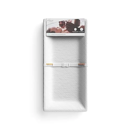 Storkcraft Nest 4-Sided Contoured Changing Pad with Safety Strap – GREENGUARD Gold Certified, JPMA Certified, Water-Resistant Surface, Fits Most Standard-Size Changing Table Toppers, Non-Skid Bottom