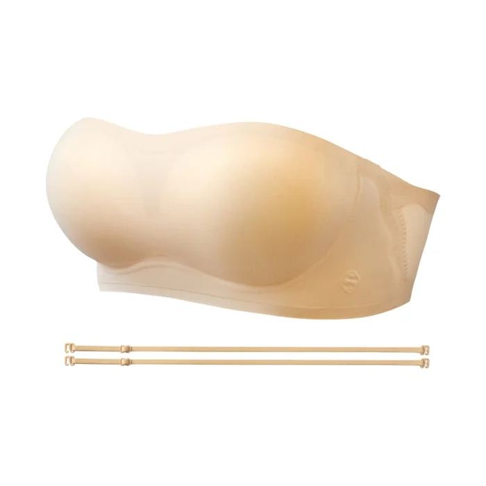 Strapless Bra Non-slip Push-up Seamless Tube Top 1 Piece S (65B/C 70AA/A/B) Almond Tone *1 Piece