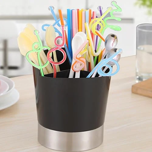 Straw Holder Dispenser Stainless Steel, Coffee Stirrers Holder Large Kitchen Utensil Organizer for Commercial and Home Use 6.7′ x 5.7′