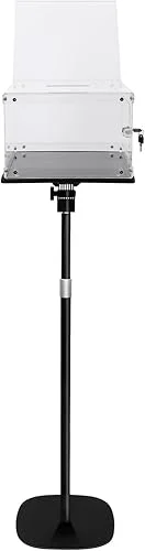 Suggestion Box with Stand, Floor Standing Offering Box for Church, Sign Holder, Heavy Duty Metal Base, Acrylic Donation Box Locking Ballot Collection Safe Box for Election Voting Contest