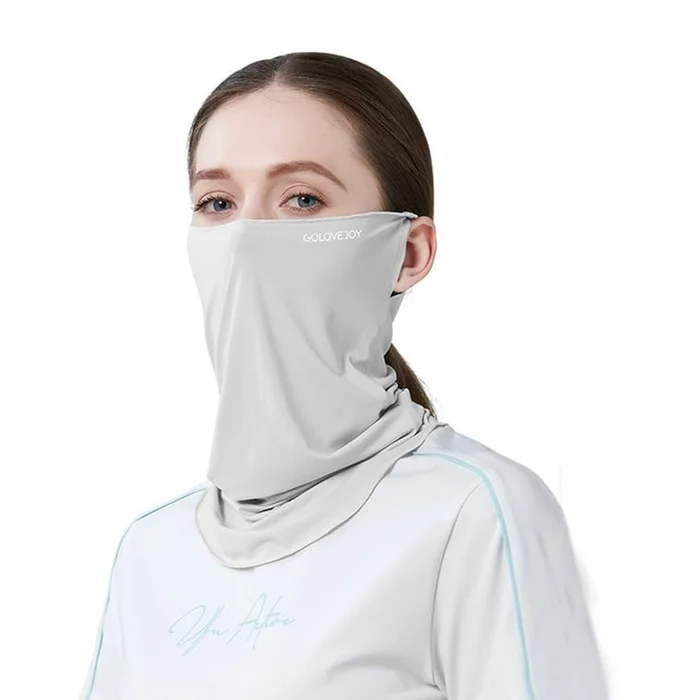 Summer sunscreen mask can protect the neck and prevent ultraviolet rays. Ice thread cold feeling ear mask light gray