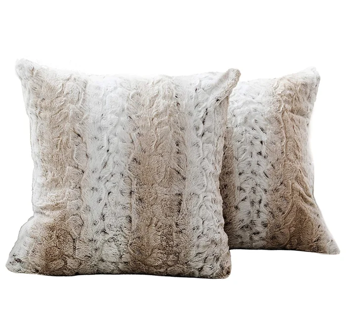 Super Soft Embossed Faux Fur Throw Pillows (Set of 2)