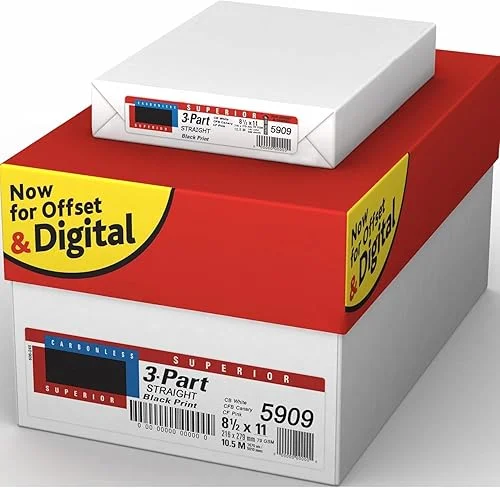 Superior 8.5 x 11 Carbonless Paper, 3-Part STRAIGHT/FORWARD, 1670 Sets (5000 Sheets)