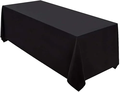 Surmente Black Tablecloth 90 x 132-inch Rectangular Polyester Table Cloth for Weddings, Banquets, or Restaurants