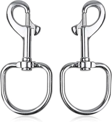 Swivel Large Eye Bolt Snap Hooks 2 Pieces, Heavy Duty Single Ended Trigger Snap Clips Marine Grade 316 Stainless Steel Buckles Clasp for Scuba Diving, Boat Anchor Rope, Dog Leash