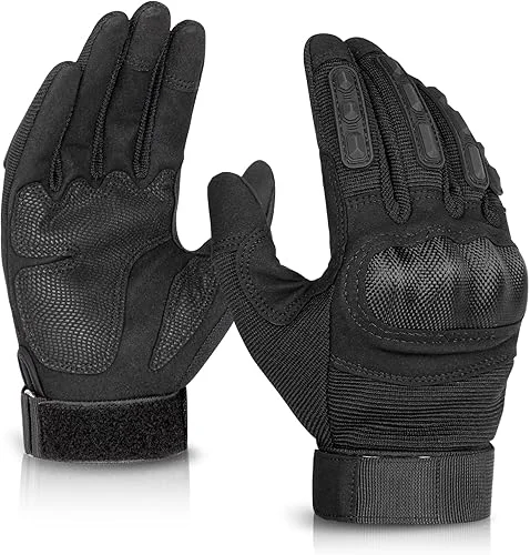 Tactical Gloves for Men and Women, Motorcycle Gloves Black Touchscreen with Hard Shell for Airsoft, Paintball, Motocross, Hunting, Shooting, Camping, ATV Riding, Outdoor Sports, Work