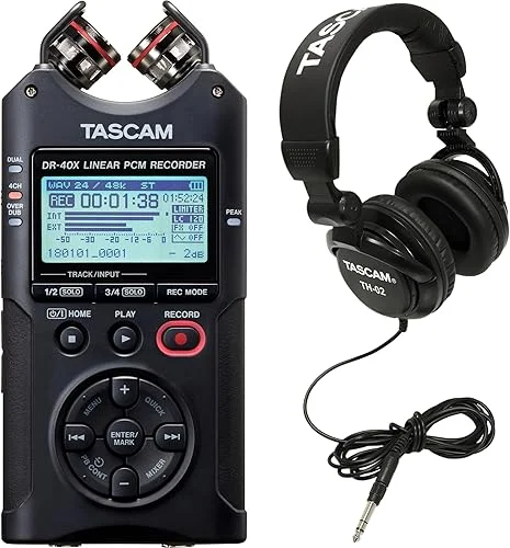 TASCAM DR-40X and Studio Grade Headphones Bundle