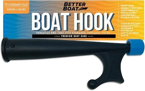 Telescoping Boat Hook Pole, Push Pole with 3/4′ Thread Screw End, Docking Stick for Boats, Pontoon, Marine Boating Accessories (Hook Only or with Pole)