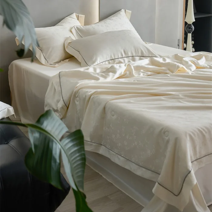 Tencel Tranquility Cooling Quilt 3Pcs Set Twin Size Ivory Cream
