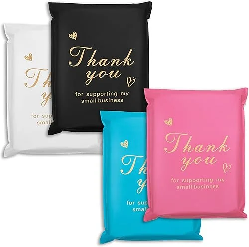 Thank You Poly Mailer 10×13 Inch 100 Pcs, Waterproof and Tear-Resistant Shipping Bags for Clothing, Strong Mailing Bags with Self-Seal, Cute Packaging Bags for Small Business – Mixed Color