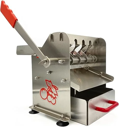 The Sausage Maker – Stainless Steel Deluxe Cherry Pitter – Heavy Duty Multi Pit Removal Tool – 5 at Once Capacity – Includes Catching Container