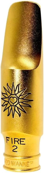 Theo Wanne Fire 2 Alto Saxophone Mouthpiece – 24 Carat Gold Plated – Long Step Baffle – Bright, Fiery and Contemporary Sound – Small Chamber Includes Reed Replacer Cap