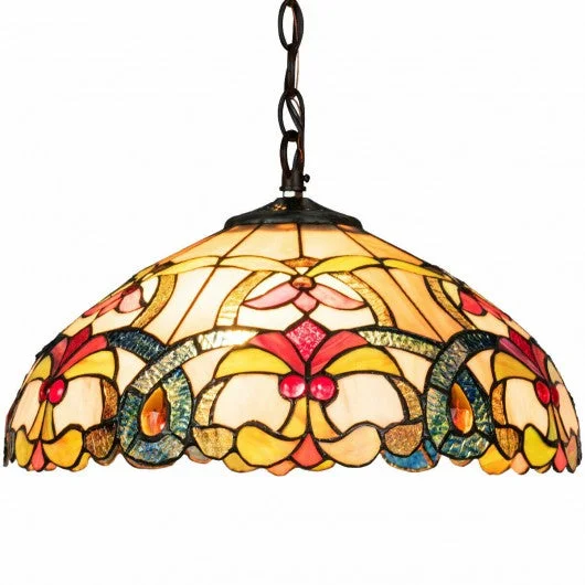 Tiffany-Style 2-Light Ceiling Fixture Lamp with 16″ Shade