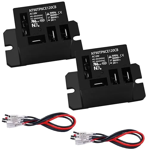 Tnisesm 2PCS Power Relay AC120V Coil, 30A SPDT(1NO 1NC) 120 VAC with Flange Mounting and 10 Quick Connect Terminals Wires Mini Relay NT90-AC120V-10X