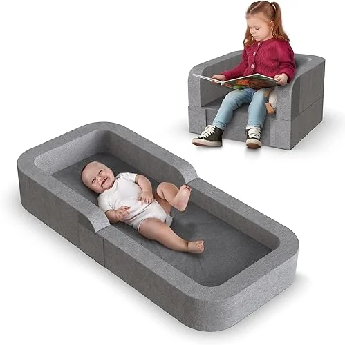 Toddler Travel Bed,2-in-1 Travel Bed Sofa Chair,Travel Bed for Kids