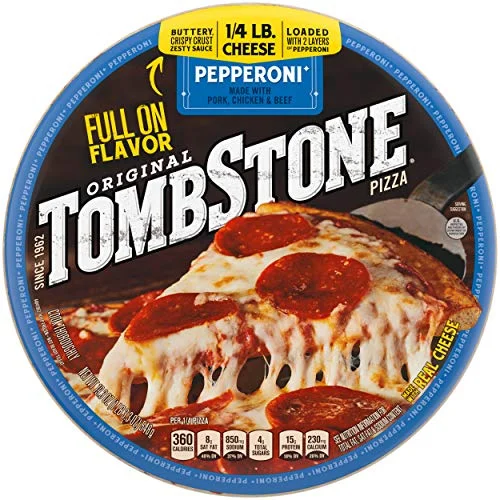 Tombstone Original Classic Frozen Pizza, Pepperoni, 19.3 oz.- Frozen Pepperoni Pizza Made with Real Cheese and Zesty Pepperoni – Quick and Easy to Make
