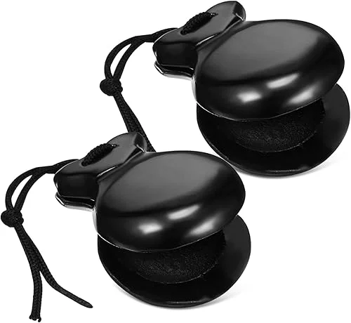 Totority 1 Pair Wooden Spanish Castanets Black Flamenco Castanets Mexican Castanets Adults Percussion Castanets Wooden Castanets Spanish Castanets for Beginner Maracas Rope Aldult