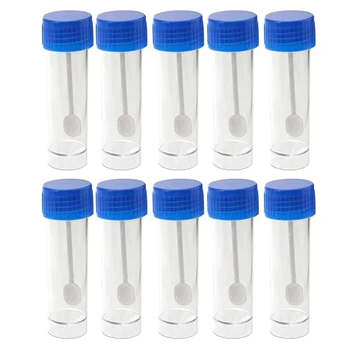 Totority Stool Containers Sample, 10 Pcs Specimen Cup with Lid Stool Container 25-30ml Specimen Cup with Spoon Lid Urine Cups for Laboratory Medical Use