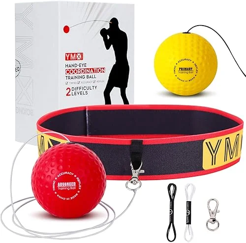 Training Reflex Ball – Adjustable Elastic Head Band, Light Weight Soft Foam Balls – Improve Hand to Eye Coordination, Reaction Speed, Focus, Accuracy – Cardio Sports Exercise Equipment
