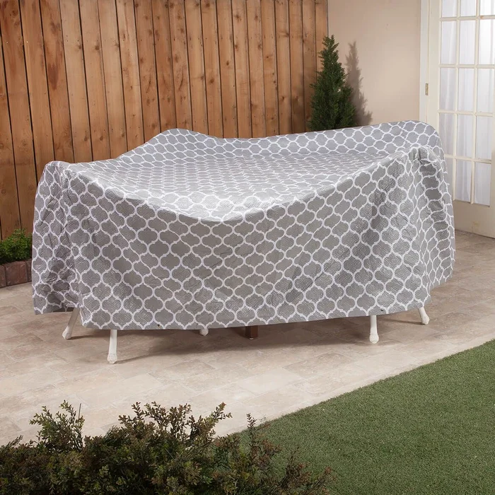 Trellis Pattern Quilted Table Cover Oval, 108″L x 30″H x 84″
