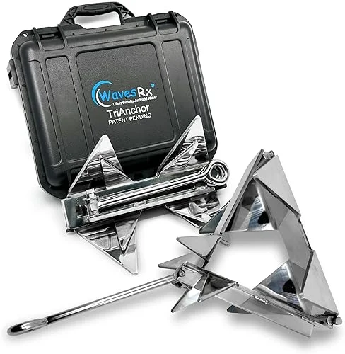 TriAnchor – Stainless Steel Folding PWC & Boat Anchor Kit | Sets Instantly for Effortless Boat & Jet Ski Anchoring | Compact Patent-Pending Design Grips Better Than Plow, Fluke or Box Anchor