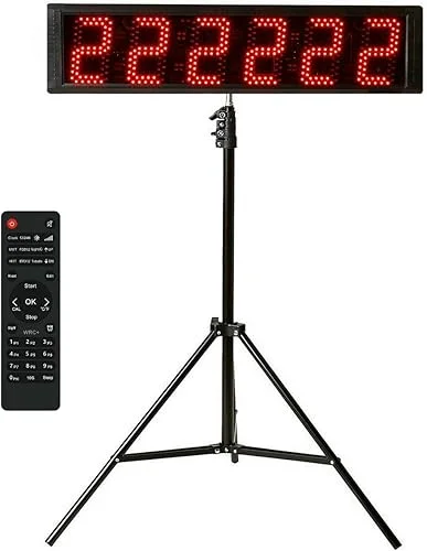 Tripod 26'' Huge Race Clock Timer (5.6’’ Numbers), Digital Countdown Clock, with Gym Interval Workout Timers, Stopwatch for Race Events Timing (Red)