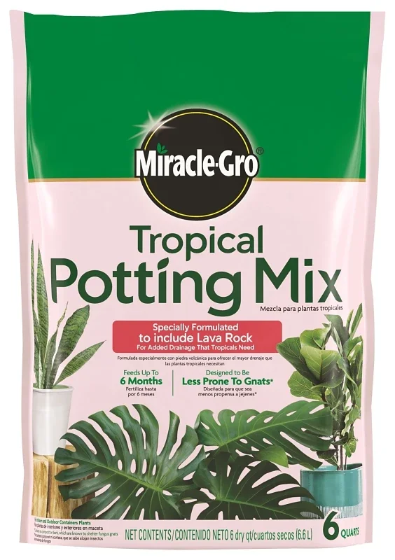 Tropical Potting Mix, 6 Quart Bag, Premium Soil Blend For Tropical Plants
