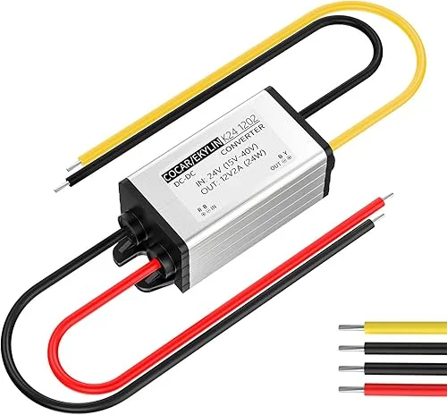 Truck DC 24v to 12v Step Down Converter Reducer Regulator 2A 24W Power Supply Adapter for Auto Car Vehicle Boat Solar System etc.(Accept DC15-40V Inputs)