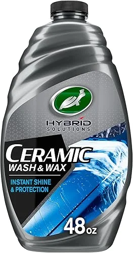 Turtle Wax 53411 Hybrid Solutions Ceramic Wash and Wax, Easy Clean Ceramic Infused Formula Removes Dirt and Grime, Long Lasting Shine and Protection for Cars, Trucks and More, 48 oz. (Pack of 1)