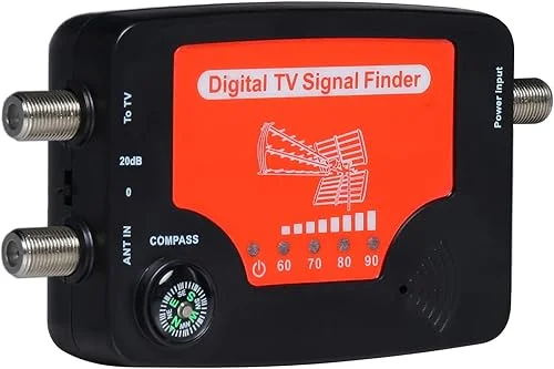 TV Signal Finder LED Display Portable TV Antenna Signal Strength Finder Meter Signal Finding Meter with Compass Alarm Buzzer