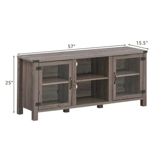 TV Stand Entertainment Center for TV’s with Storage Cabinets-Taupe