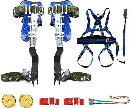 TWSOUL Climbing Spike, Tree Climbing Steps Gear with 5 Point Belt Straps Portable Adjustable Lanyard and Extra Multi-Functional Straps for Outdoor Jungle Survival Fruit Picking