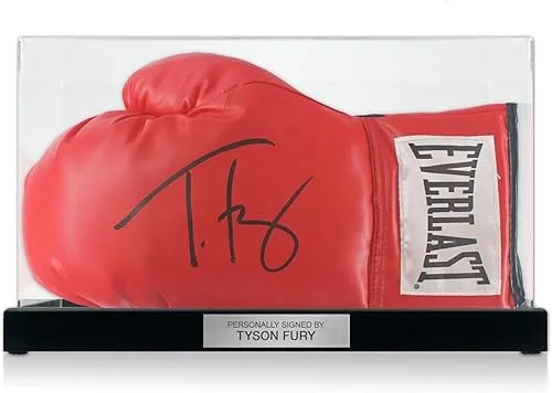 Tyson Fury Signed Boxing Glove. Display Case with Plaque
