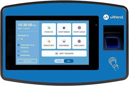 uAttend NX2500 Cloud Connected Biometric Attendance System: Fingerprint Time Clock, RFID, and PIN Punch Clock for Small Business
