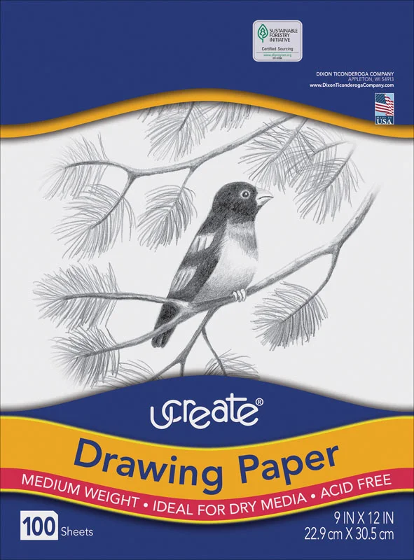 uCreate Medium Weight Drawing Paper 9″ x 12″ – 100 Sheets