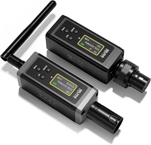 UHF Wireless XLR Transmitter and Receiver with Antenna, 200ft Range, Wireless Microphone Adapter for Dynamic & Condenser Mic, Auto Channel Scanning, Compatible with Audio Mixer, PA System, F20P