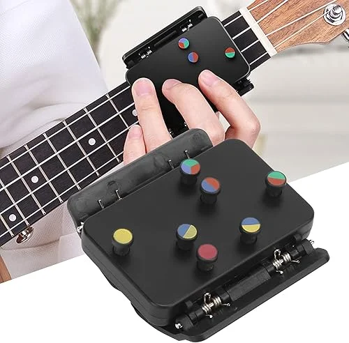 Ukulele Aid Easy Press Kit Chord Assisted Learning Tool, Ukulele Attachment Eliminates Finger Pain Ukulele Chord Trainer for 23 Inches and 26 Inches, One Color One String Black (1)
