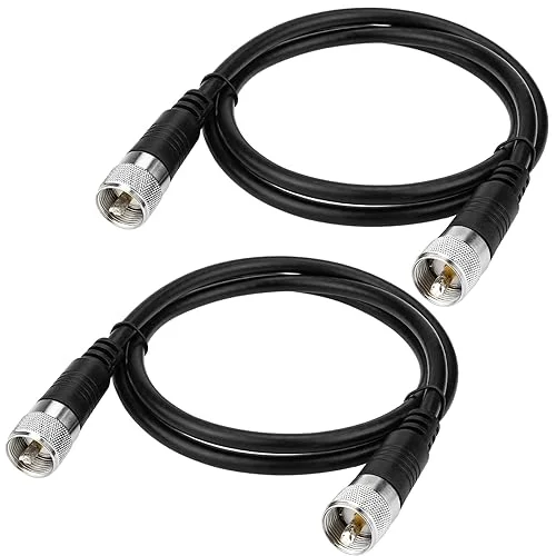 Ullnosoo RG8x Coaxial Cable, 2 Pack 3ft CB Radio Jumper Cable PL259 UHF Patch Cord 50 ohm Low Loss for Ham, Antenna Analyzer, Dummy Load and SWR Meter