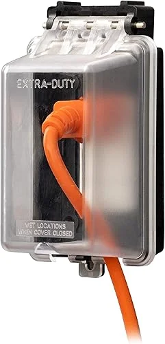 UltraPro Outdoor Outlet Cover, Single Gang Outdoor Outlet Cover Weatherproof Enclosure, Rated for Wet Locations, Outdoor Electrical Box Waterproof Plug Covers, Black, 49204