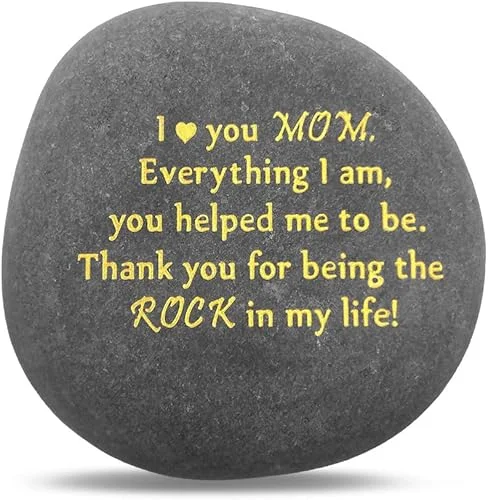 Unique Gift for Mom – Thank You for Being My Rock, Valentines Mothers day Christmas Birthday Gifts for Mother from Daughter Son, Novelty Keepsake Paperweight Stone Engraved Rock with Sentiment Words