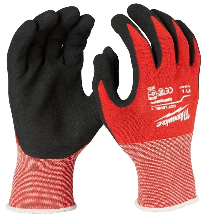 Unisex Xl Nitrile Coated Cut Level 1 Work Gloves – Red & Black