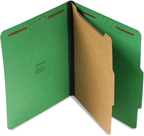 Universal 10202 Pressboard Folder, Letter, Four-Section, Emerald Green, 10/Box
