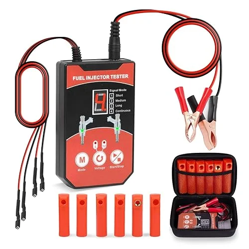 Universal Fuel Injector Tester Cleaner Tool Kit Automobile Fuel Injector Cleaner Kit, 8 Pulse Modes, 6 Size Cleaning Adapters, 12V/5V Output Power DIY Fuel Injector Tester Cleaner