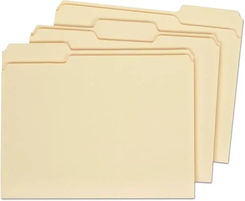 Universal UNV16113EE 2-Ply 1/3-Cut Assorted Top Tab File Folders – Letter Size, Manila (100/Box)