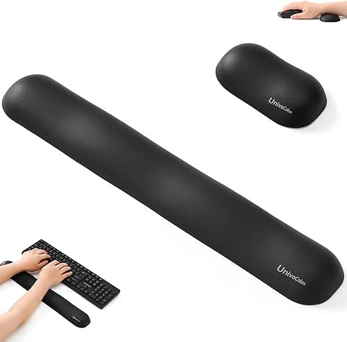 UnivoColors Design-Wave Wrist Rest, Artificial Sheepskin+Memory Foam+Ergonomic+Anti-Slip Gel, Resilience Support During Work and Gaming,Mouse Accessory,Pink